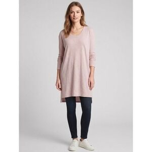 Gap Womens Ribbed Knit Tunic Sweater Pink Scoop Neck High Low Hem Medium NWT